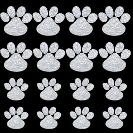 16 Pieces Car Paw Stickers Bling Crystal Paw Stickers Rhinestone Paw Decals Dog Paw Print Car Stickers Bling Car Accessories for Car Bumper Window Laptops Decoration, 2 Sizes (White)