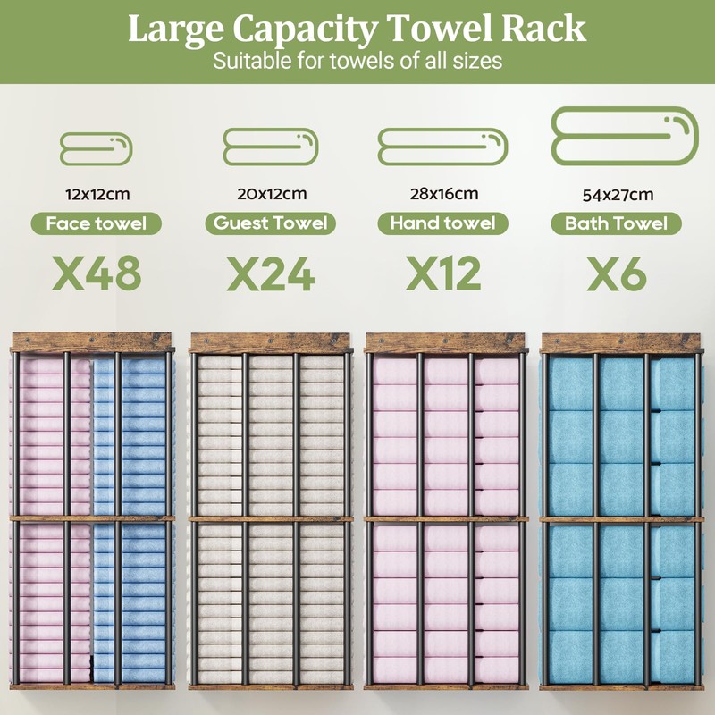 Large Capacity Three-layer Widened Towel Racks for Bathroom Wall Mounted,