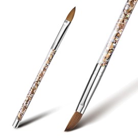 Acrylic Nail Brush - Easkep 1 Pcs Kolinsky Acrylic Nail Brush for Acrylic Application Pincel Para Acrilico Kolinsky for Nails Extension Carved Acrylic Powder with Liquid Glitter Handle (Size 10)