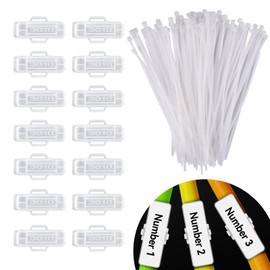 100 Stück Kabelbeschriftung Clip, Kabeletiketten Erkennungsbox, Transparente Wasserdichtes Kabelkennzeichnung,mit 100 Kabelbinder,Wiederverwendbar,für Kennzeichnung und Sortierung von Kabeln Aller Art