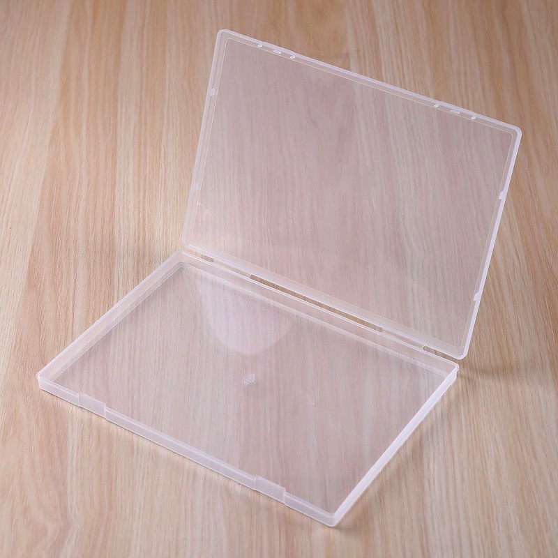 Clear Plastic Storage Box, Flat Case Holder for Beads/Tools/Letters/Papers，Flat box