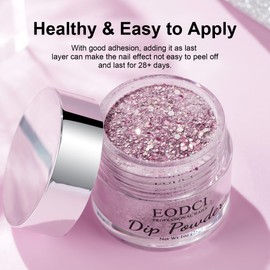 EODCI Dipping Powder 28 g, Rose Sequins Dipping Powder for Nail Art Starter, Manicure DIY Home Salon Long Lasting Winter Dip Nail Powder Design, No Nail Lamp Required