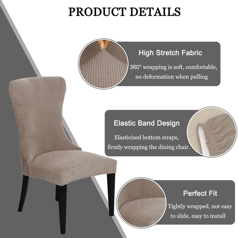 Wingback Side Chair Cover Dining Chair Slipcover 2/4/6 Pack Polyester,