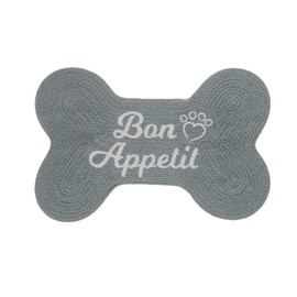 ih casa décor Braided Cotton Bone Shape Pet Mat (Bon Appetit) doormats, Gray