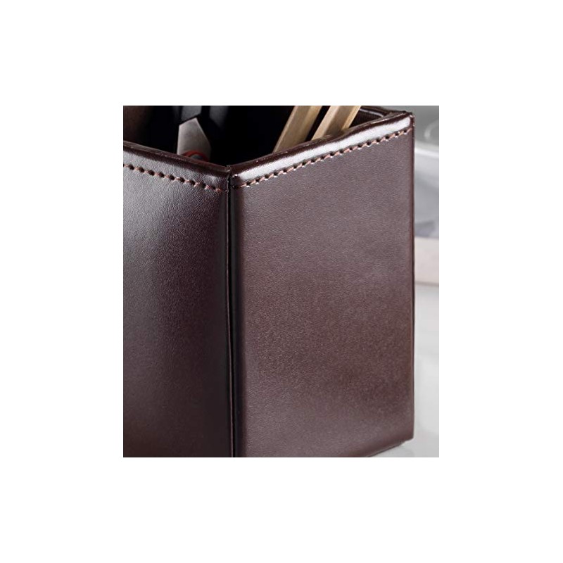ZALE YARDLEY BROWN HANDMADE REAL LEATHER PEN PENCIL CUP HOLDER