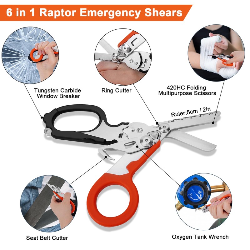 Awaiymi 6 In 1 Multi-function Trauma Shears With Holster, Stainless