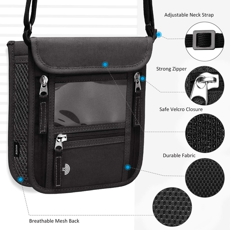 WALNEW Passport Holder Neck Pouch Travel Wallet for Women and