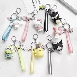 7pcs Novelty Keychain Sets Kawaii Anime Cartoon Figure Pendant Key Chain Cute Keychain Keyrings Accessories for Women Men Girls Boys, Bag Charms, Car Keychain, 7 Styles