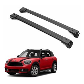 ERKUL Roof Rack Cross Bars for Mini Cooper Countryman 2017-2024 | Aluminum Crossbars with Anti Theft Lock for Rooftop | Compatible with Flush Rails - Black
