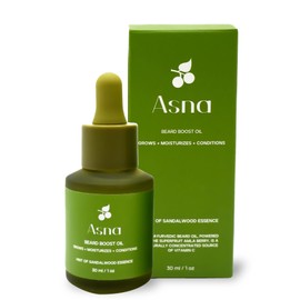 Asna Beard Boost Oil - Cold-Pressed, All Hair Types, Stimulates Growth, Nourishing & Moisturizing, Ayurvedic with Vitamin C & Antioxidants for Softer, Fuller Beard