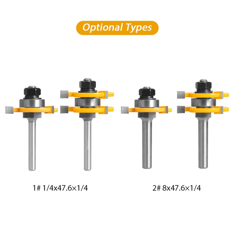 Set of 2PCS Shank Milling Cutter Router Bits Set T-slot