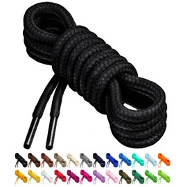 Birch Round Shoelaces 27 Colors 3/16" Thick Shoe Laces 4 Different Lengths (45.5" (115cm) - L, Black)