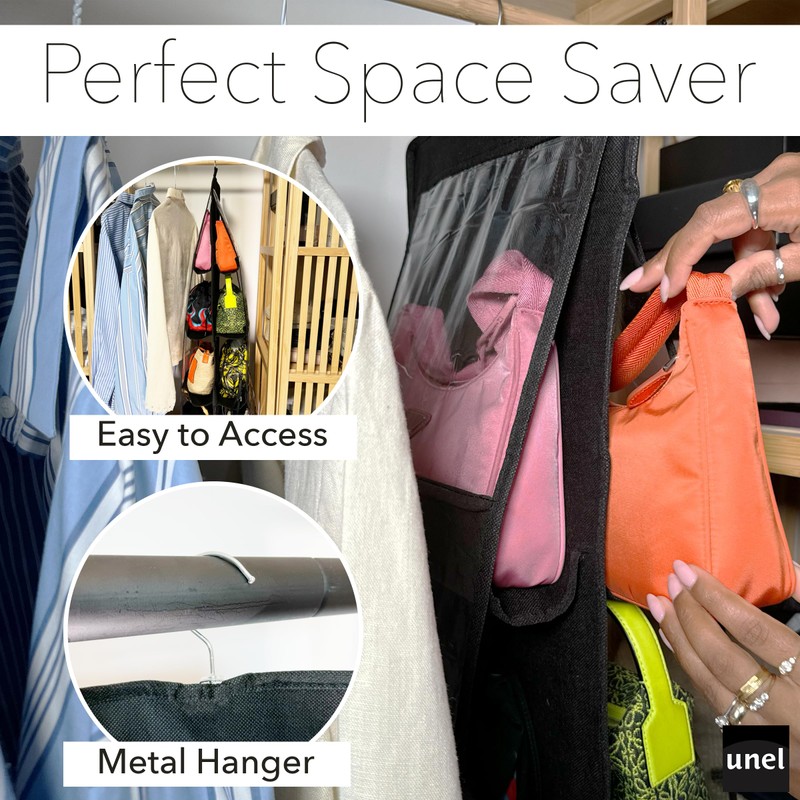 unel Hanging Handbag Storage Organiser (2 Pack), Each Hanger Holds