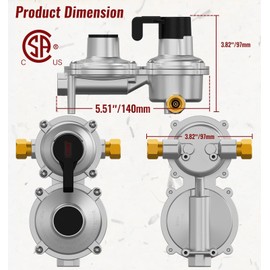 CALPOSE 2-Stage Regulator with 18" RV tailpipe Hose Involve Gauge, 2 Stage RV Propane Regulator, 3/8" NPT Female Outer, for RV Trailer