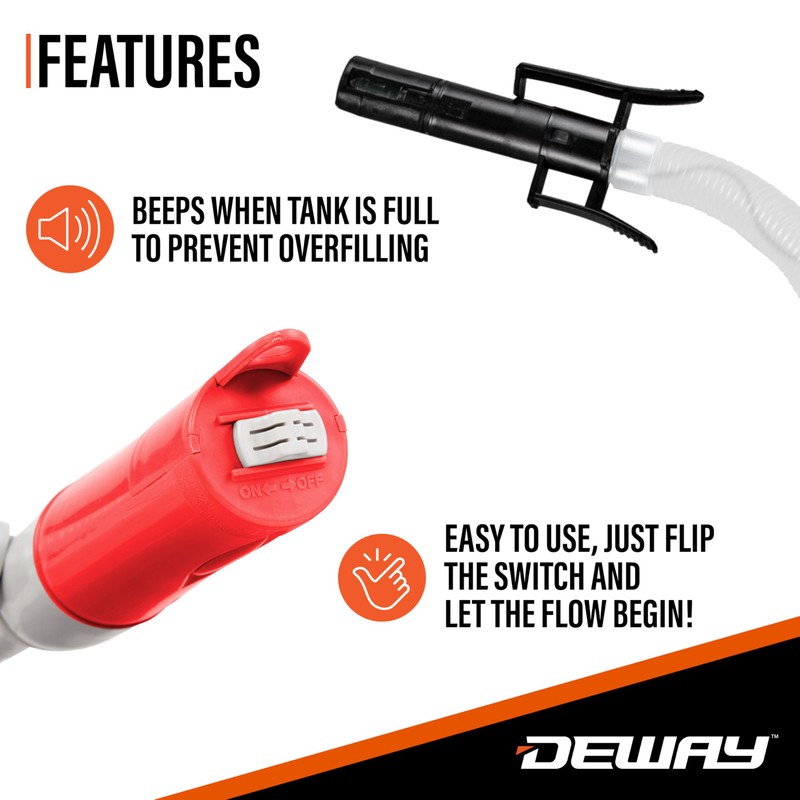 Deway Automatic Fuel Transfer Small 15" Pump with Auto-Stop &