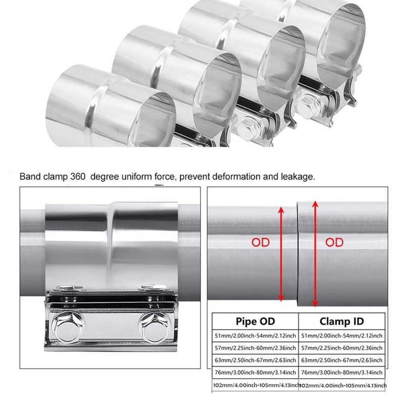 AotoKoop 4" Exhaust Clamp, Lap Joint Brand Clamp Stainless Steel