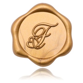 SWANGSA 50 Pack Letter F Wax Seal Stickers, Antique Gold Heart Design Initial Adhesive Wax Stickers for Wedding Party Invitation Envelope Seals