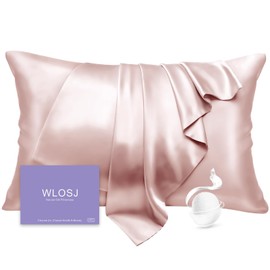 WLOSJ 100% Silk Pillow Cases Queen Size Mulberry Silk Pillowcase for Hair and Skin 22 Momme Highest Grade 6A Silk with Hidden Zipper 20 x 30 Inches 1PC, Pink