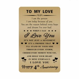 Happy 4th Anniversary Card, 4 Year Anniversary Card for Husband Wife, 4th Wedding Anniversary Card Gifts for Him Her Men Women