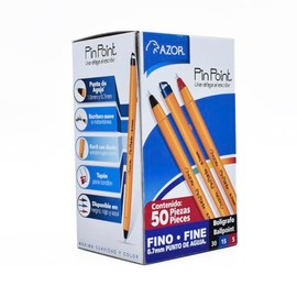 AZOR - Boligrafo De Punto Fino, 50 Piezas, Plumas, Punto Fino, .7 mm, Colores, 30 (Negro) 15 (Azul) 5 (Rojo), PinPoint 301.6825CS.