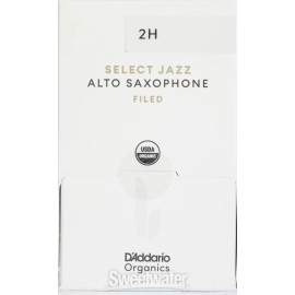 D'Addario Organics Select Jazz Filed Alto Saxophone Reeds - 2 Hard, 25-pack