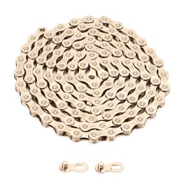 9 Speed Chain, Gold 116 Links Carbon Steel 9 Speed Bike Chain with Missing Link Compatible with Shimano, Sram, Campagnolo and Others, Lightweight Bicycle Chain for Mountain Bike, Road Bicycle