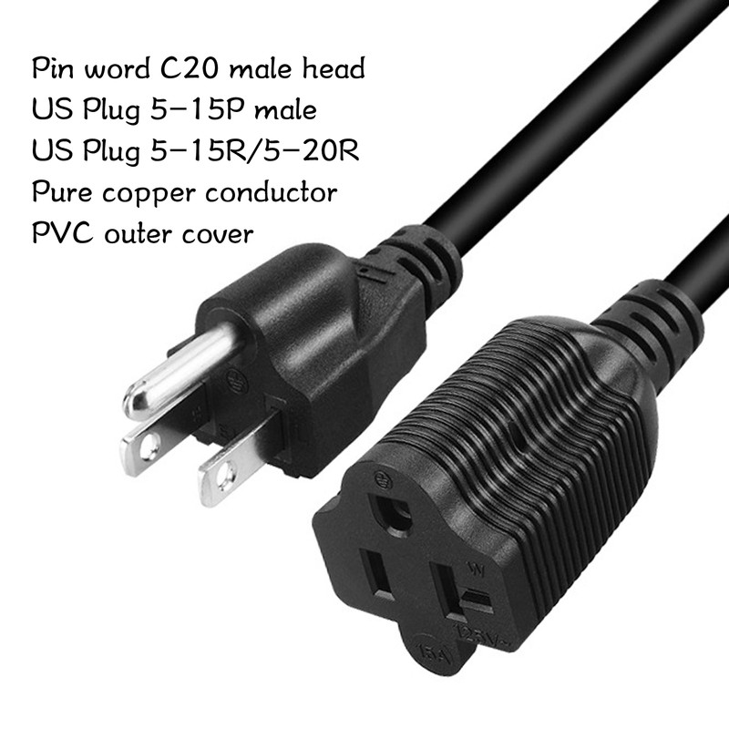 Nema 5‑15P to 5‑20R Adapter 14AWG Heavy Duty 15 Amp