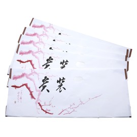 Sarasa Paper Mino Washi Plum Pattern with Thin Paper, Custom Made for Kimono, Obi and Nagajuban, Set of 5, white