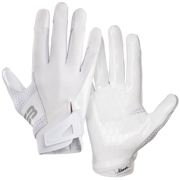 Grip Boost DNA 2.0 Football Gloves with Engineered Stick - Adult Sizes (White, Small)