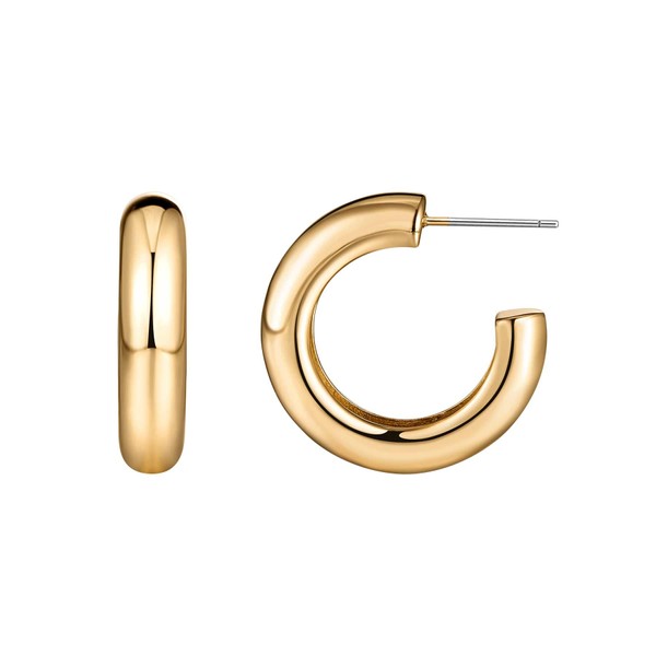 T400 Gold Plated Half Hoop Earrings for Women Small Chunky