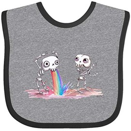 inktastic Skeleton Pukes Rainbow Baby Bib Heather and Black - Gus Fink Studios 2e98c