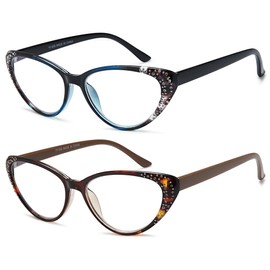YTDBNS 2 Pack Blue Light Blocking Glasses for Women - Cat Eye Computer Glasses Blue Light Blocker Eyeglasses Fixed Hinge Anti Eyestrain/UV Ray, 1.0