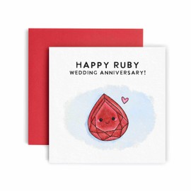 Happy Ruby Anniversary Card - 40th Anniversary Card for Husband or Wife - Happy Wedding Anniversary 14.8cm (Ruby 40th)