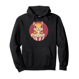 Adorable Squirrel Enjoying Popcorn Delight Pullover Hoodie