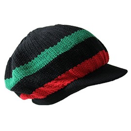 NY Knit Cotton Beanie Visor (RED/Black/Green)