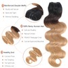LUMIERE Human Hair Clip In Extensions, Body Wave Ombre Brown