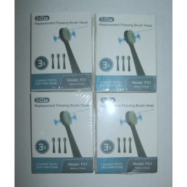 ZoCCee New Lot of 12 ZoCCee  Replacement Brush Heads for Flossing Toothbrush Black Soft