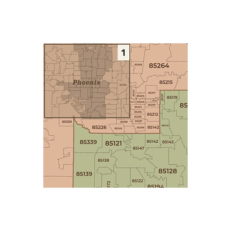 Arizona ZIP Code Map with Counties - Standard - 36"