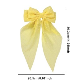 8-Inch Large Layered TulleYellow Hair Bow Clip, Big Yellow Bowknot Hair Bows Accessory for Women Girls Kids Teens (Yellow, One Size)