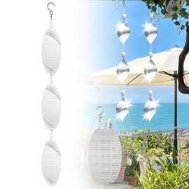 AHRLIC Stainless Steel Wind Spinner, 3D Hanging Fishbone Wind Chime, Outside Outdoor Garden Decor, Bird Scare Discs Set,Hanging Wind Chime Twister to Scare Birds Away from Yard Garden Farm