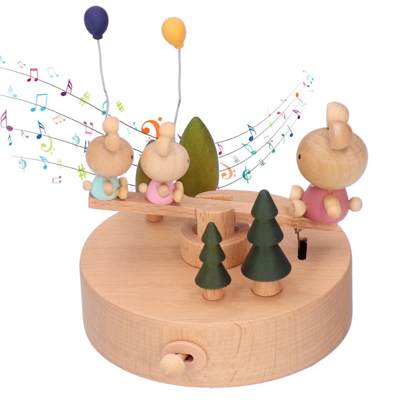 Wooden Seesaw Music Box Handicraft Home Decoration Desktop Ornament Valentine's