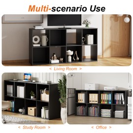 Sweetcrispy 8 Cube Storage Organizer - Open Cube Bookshelf with 4 Removable Back Panels, Display Storage Bookcase for Living Room, Bedroom, Entrance Hall, Home Office，47.7"L×11.6" W×24"H, Drak Black