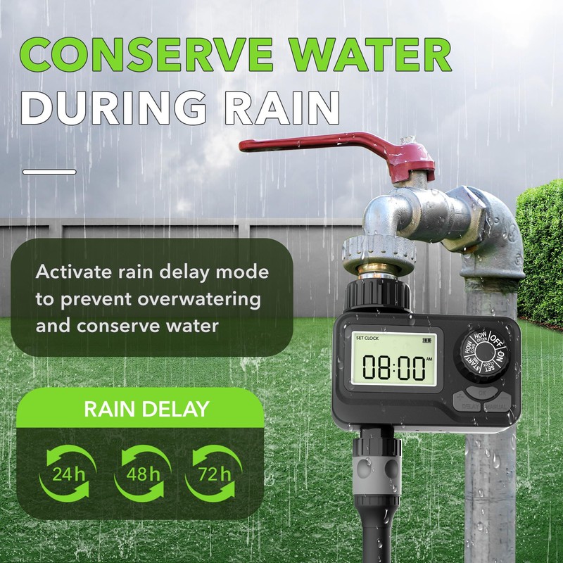 BN LINK Programmable Sprinkler Timer with Rain Delay – Waterproof