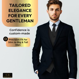 Oliver George 4pc Men's Vest Tie Bow Tie Handkerchief Set For Men | Men's Tuxedo and Suit Vest | Solid Formal Waistcoat | Black 2XL