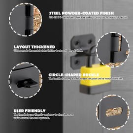 1 Set - Shed Locking Clasp with Weather Proof Padlock Set for Securing Garden Gates, Sheds & External Doors - Black Powder Coated - Hardware Solutions