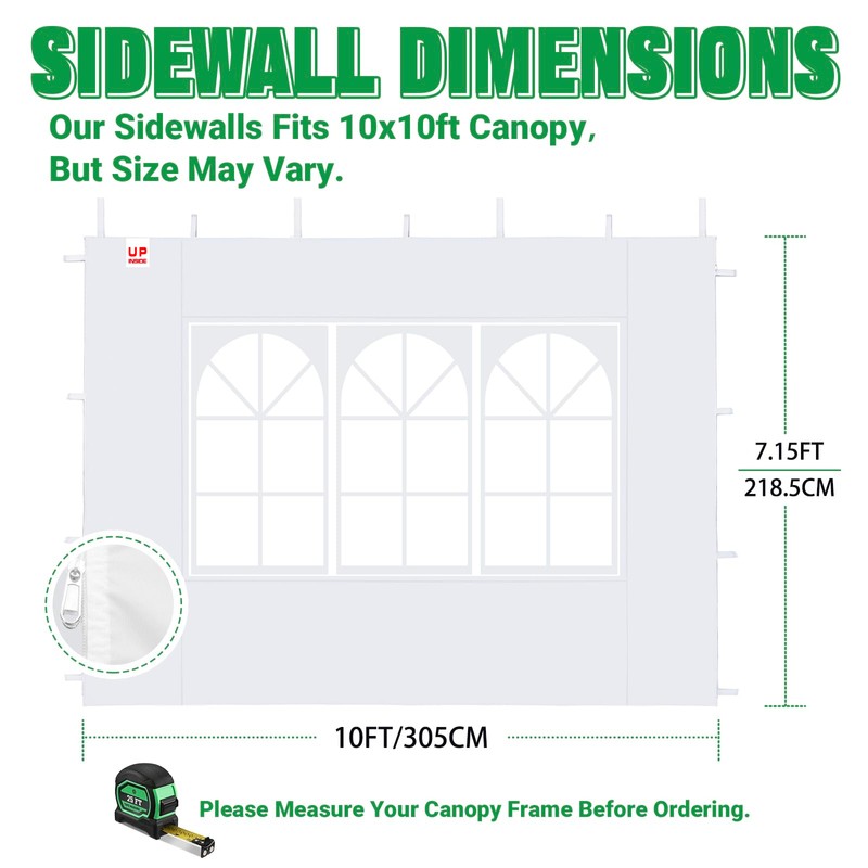 Acepic 2Pcs Instant Canopy Tent Sidewalls for 10x10 Pop-Up Canopy,