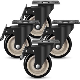 UBZOPWA 4 Inch Caster Wheels, Set of 4 Heavy Duty, Industrial Plate Casters with Dual Locking Brake, 2200lbs Load Capacity, Swivel Rolling Wheel for Cart, Furniture and Workbench