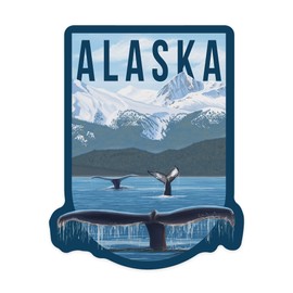 Die Cut Sticker Alaska, Humpback Whale Family, Contour Vinyl Sticker 1 to 3 inches (Waterproof Decal for Cars, Water Bottles, Laptops, Coolers), Small