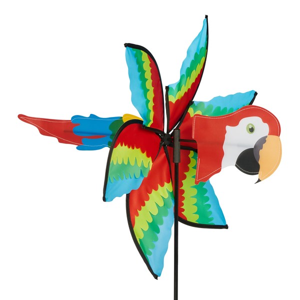 Relaxdays Children's Windmill Parrot Design H x W x D: 98 x 57 x 50 cm, Wind Chime for Garden & Balcony, for Plug-In Colourful