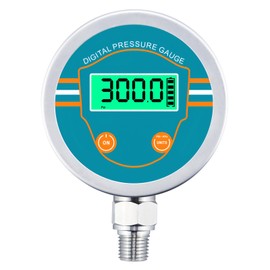 Uharbour Digital Pressure Gauge 0-300 Psi Range, Digital Water Pressure Gauge 1/4 NPT Bottom Thread with 3-1/8" Dial, Suitable for Hydraulic, Oil, Water, Air Pressure Measuring
